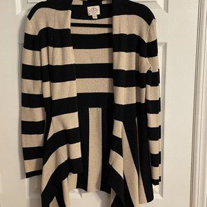 Black and Beige Striped Cardigan, L